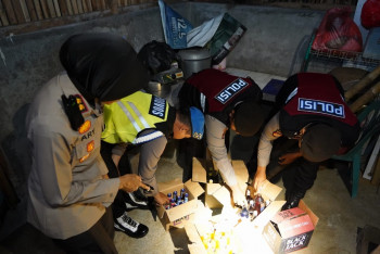 Ratusan Botol Minuman Keras Kembali Disita Polres Gunungkidul.